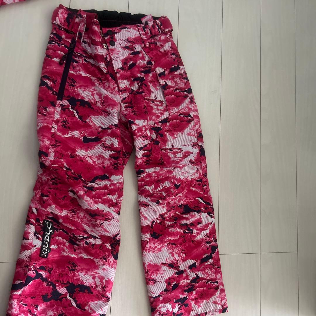 子ども用ピンク迷彩スキーウェア