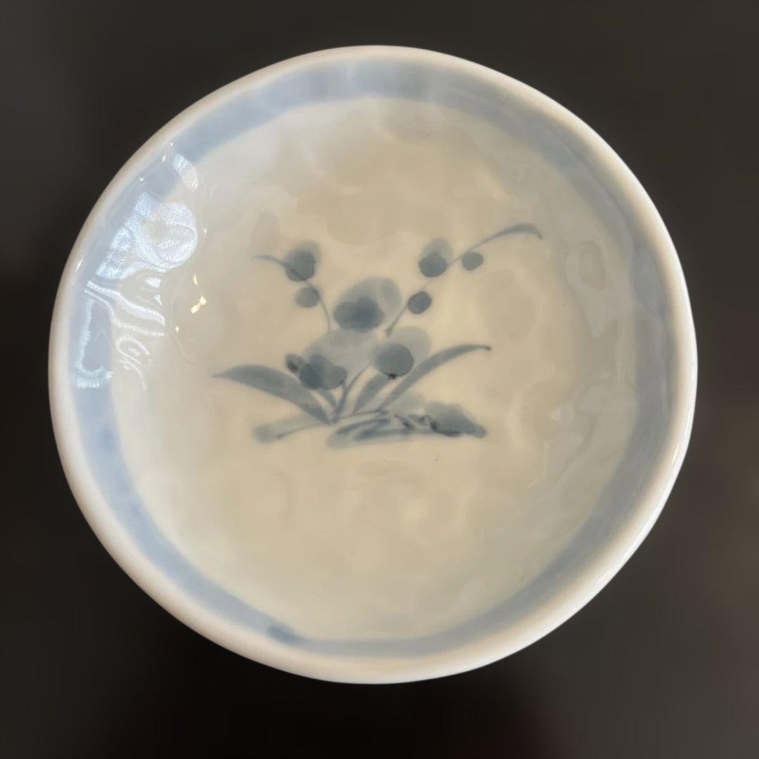 青木龍山　染付　小鉢　5枚セット　手捻り　共箱　送料無料