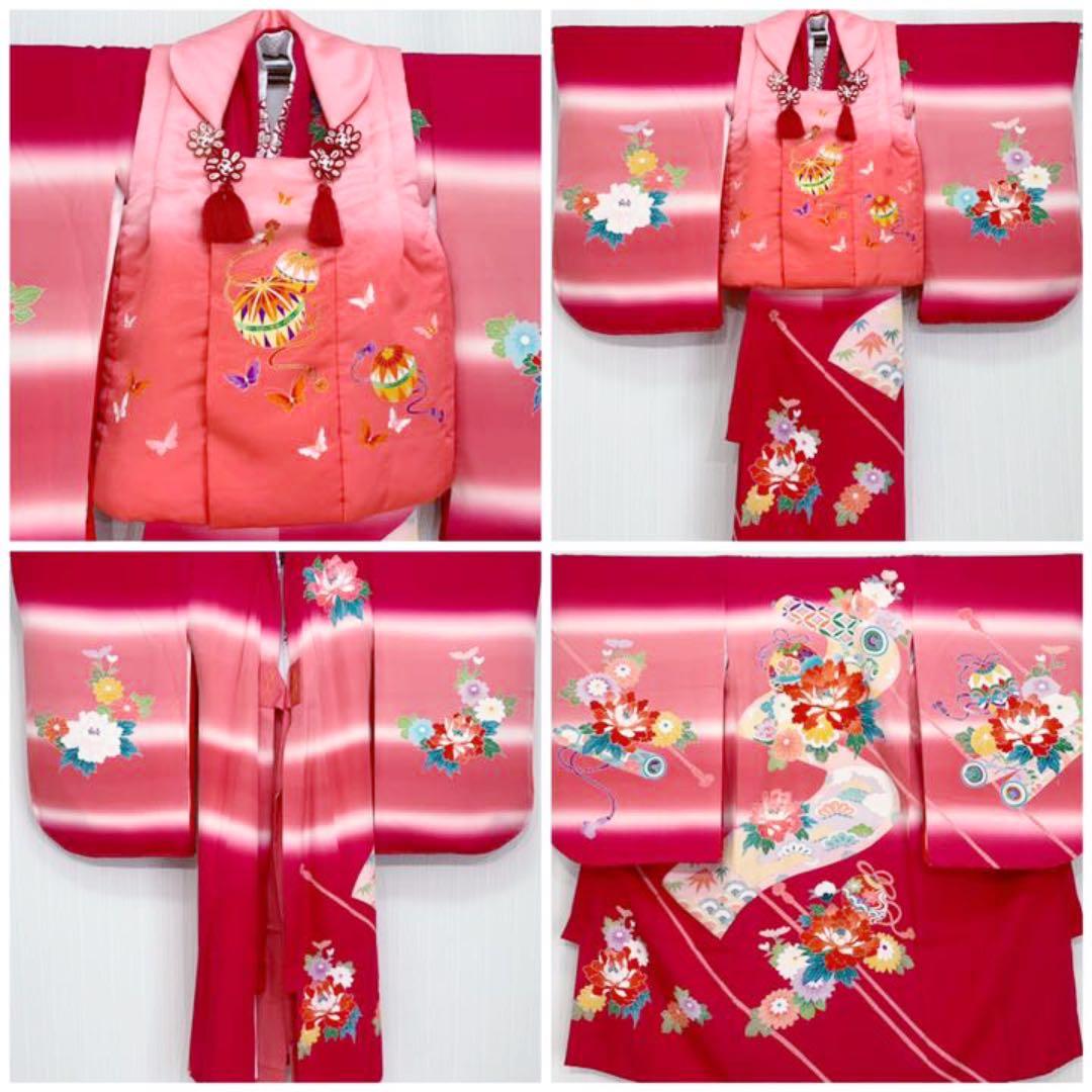 七五三 女の子　三歳用　京友禅　正絹　振袖　被布　セット