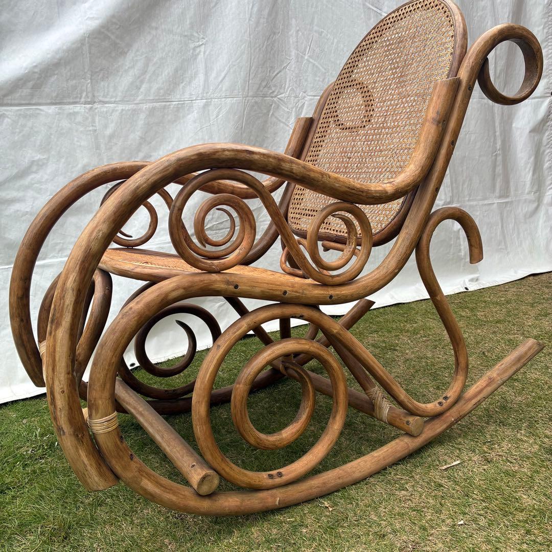 ヴィンテージ ラタン ロッキングチェア レトロ アンティーク