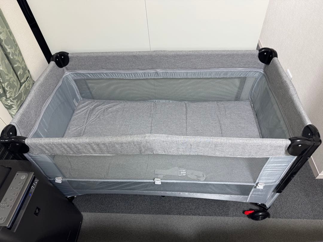 【美品】プレイヤード 折りたたみ ベビーサークル添い寝対応 マット付き 組立簡単