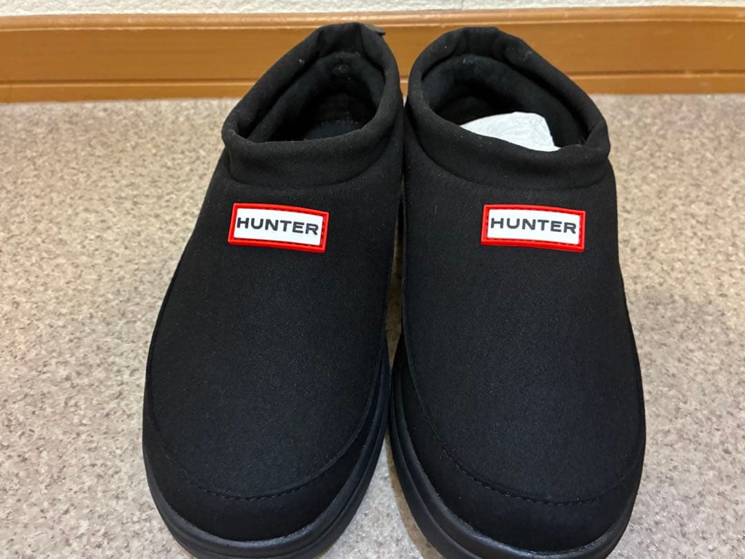 HUNTER ブラック スリッポンブーツ
