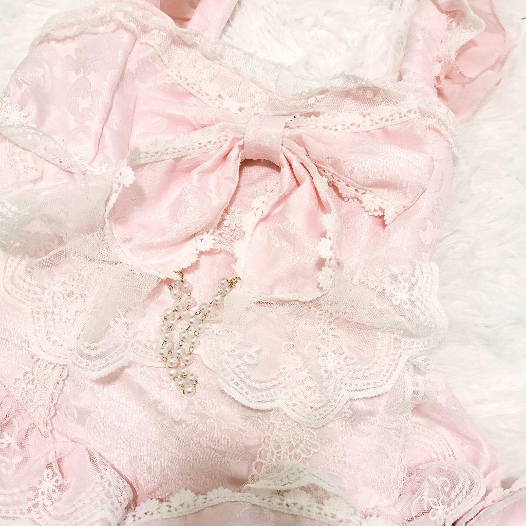 十字心結シリーズロリィタドレス ブラウス ワンピース 姫袖 甘ロリ ピンク