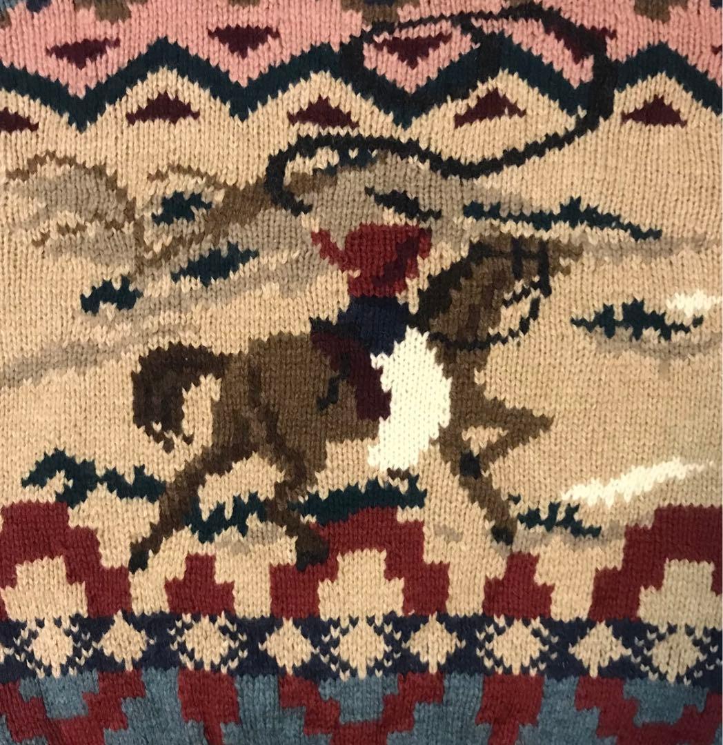 超レア カニエウエスト着 90's ラルフローレン カウボーイ柄 ニットセーター
