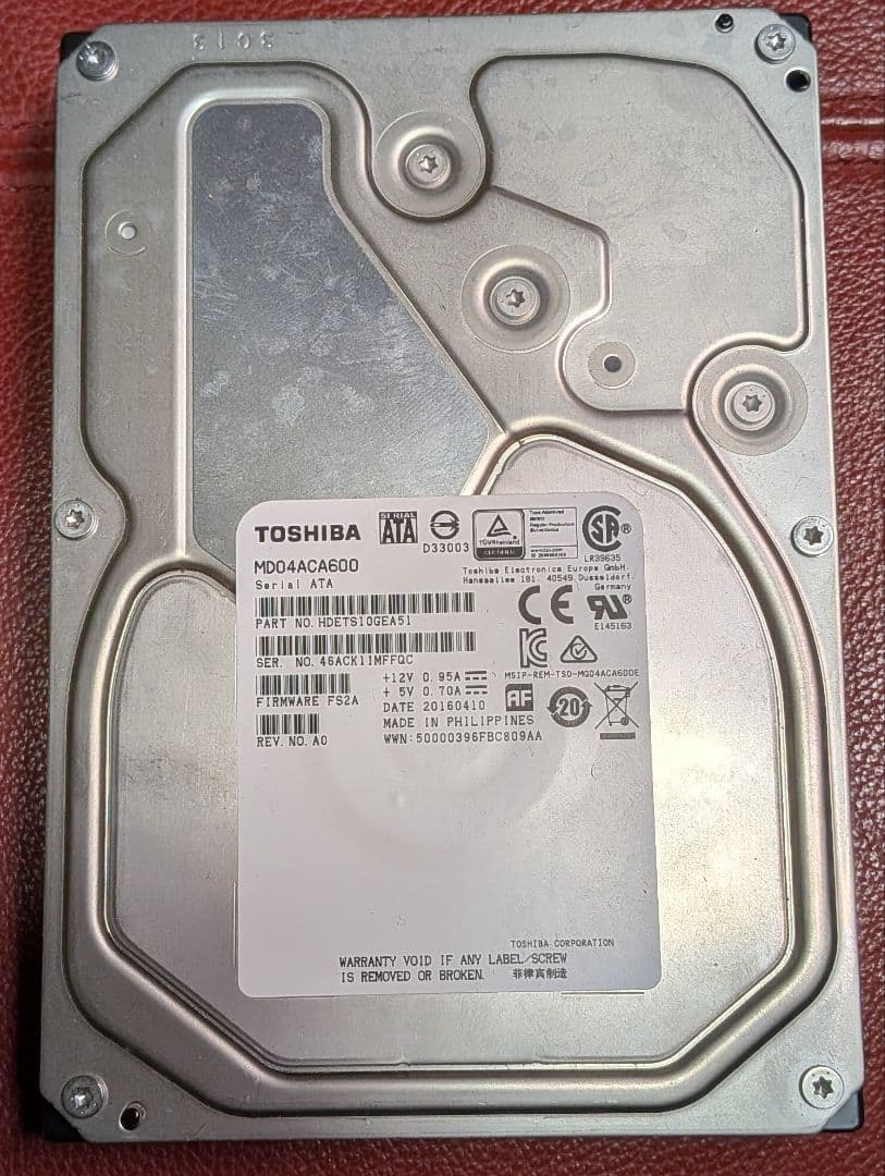 内蔵型ハードディスクドライブ TOSHIBA MD04ACA600 6TB 7200RPM