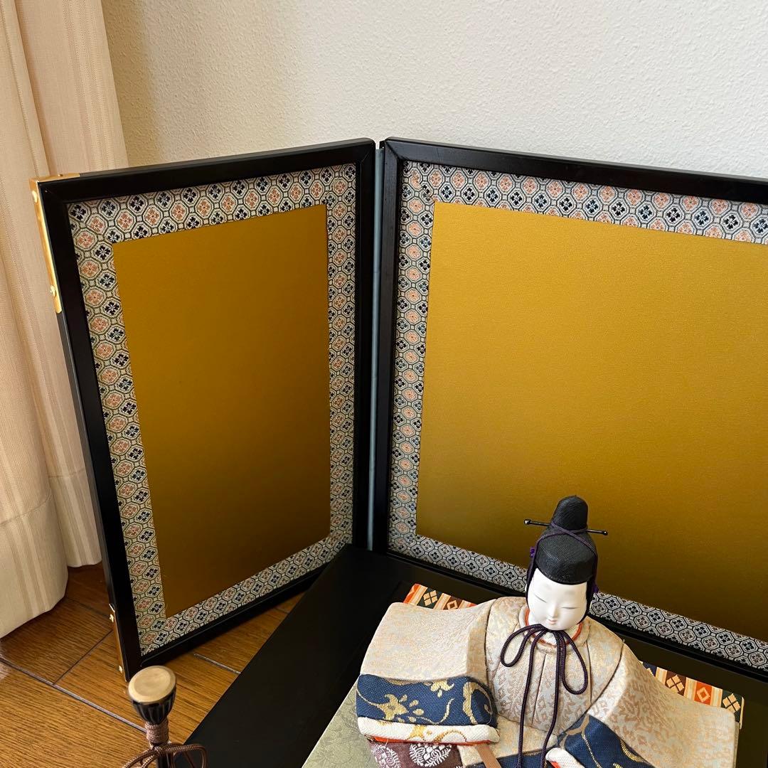 九重雛【真多呂作】男雛 女雛セット/金屏風・飾台・台座・燭台・行器付き/ひな祭り