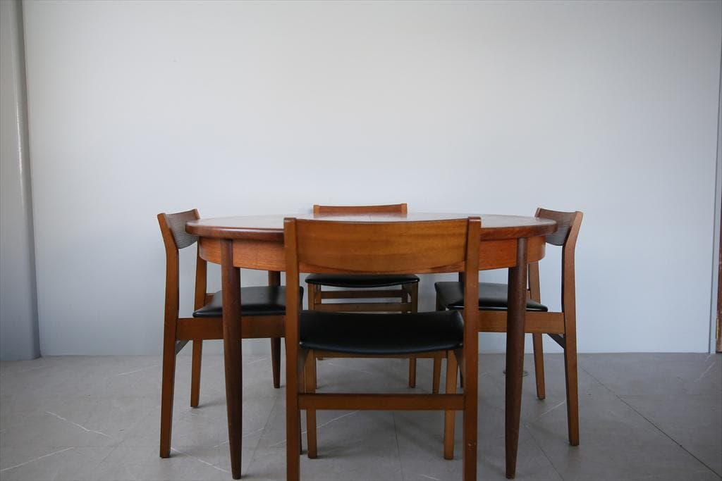 英国ヴィンテージチーク古木ダイニングチェア/椅子イス/モダン(92-259-3)