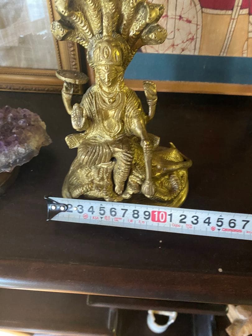 ヴィシュヌ神像　真鍮　金属製　インディア　ヒンドゥー教　最高神　三大神　仏像