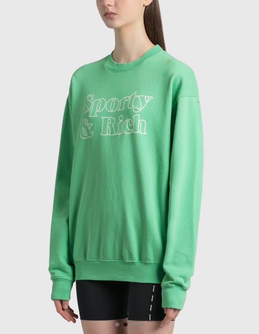Sporty & Rich Fun Logo Crewneck パステルグリーン