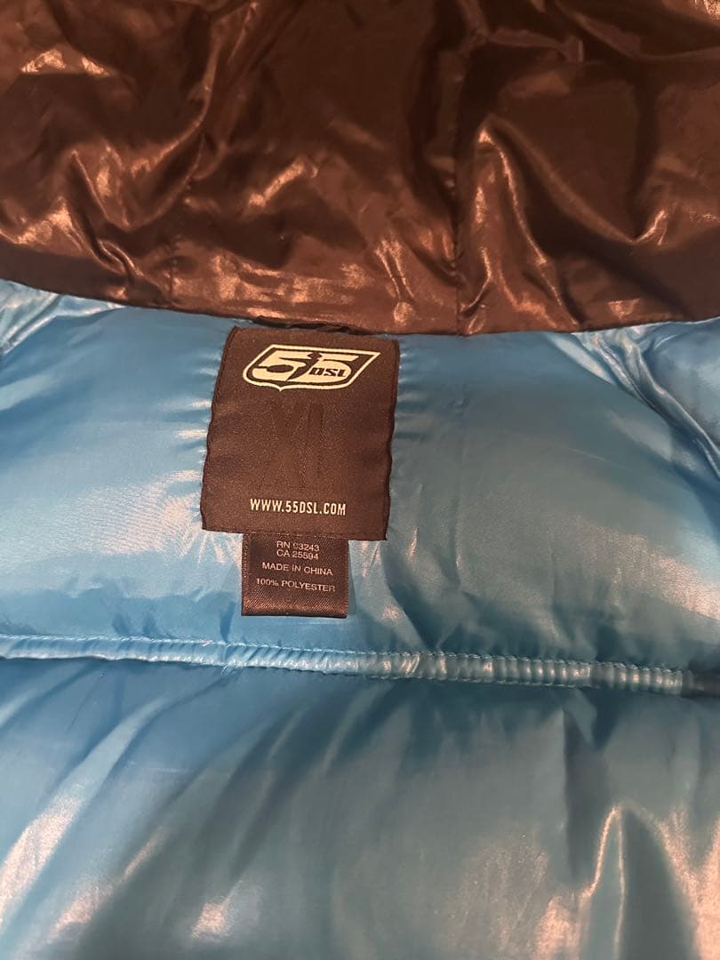 55DSL by DIESEL ダウンジャケットXLブラック 光沢 フード付