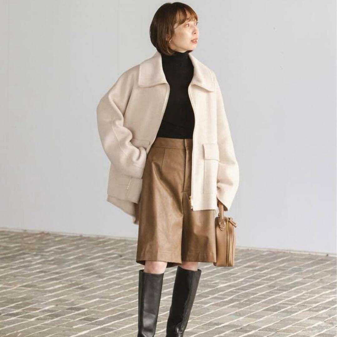 美品 Noble キャメルミックスリバージップコート 36