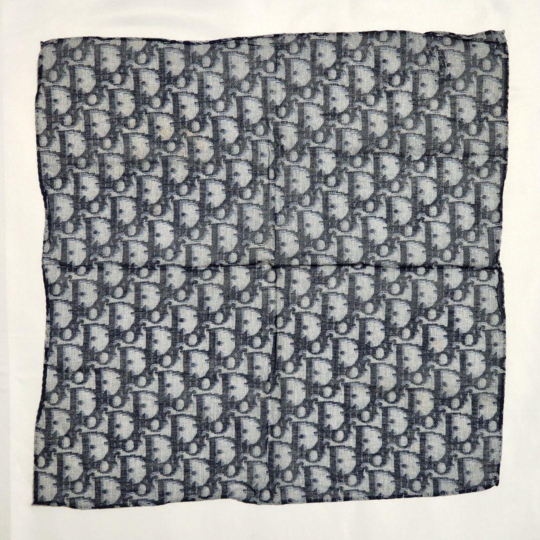 ★Dior★ ハンカチ 総柄 トロッター オブリーク 綿100％ ネイビー