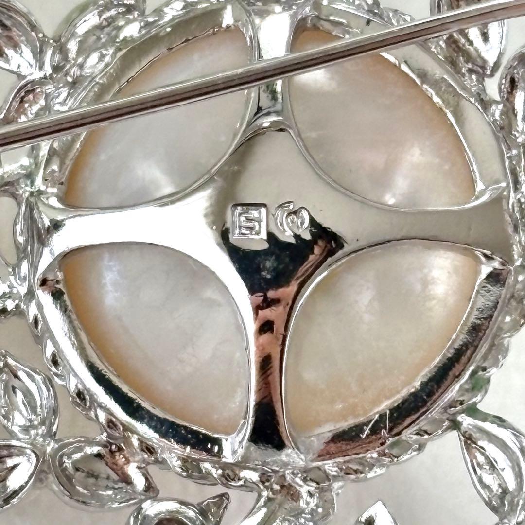 433【タサキ】シルバー　マベパール　2way ブローチ　トップ