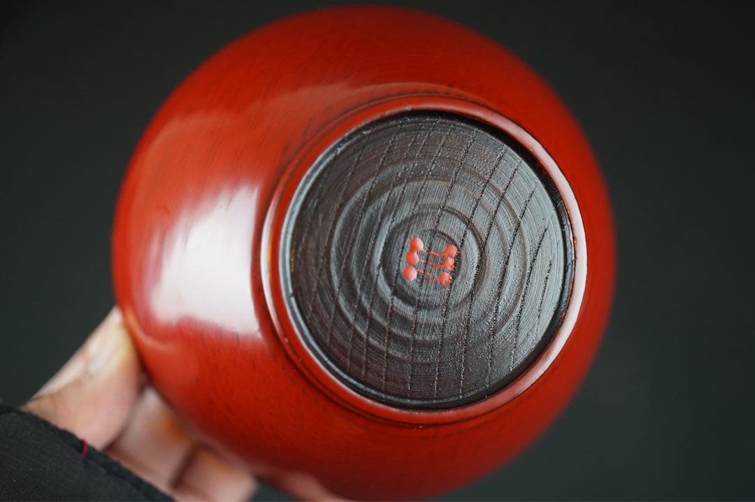 角偉三郎 作 朱 椀 六つ星 最晩年作 希少作 紙箱 共布 茶懐石道具 汁椀