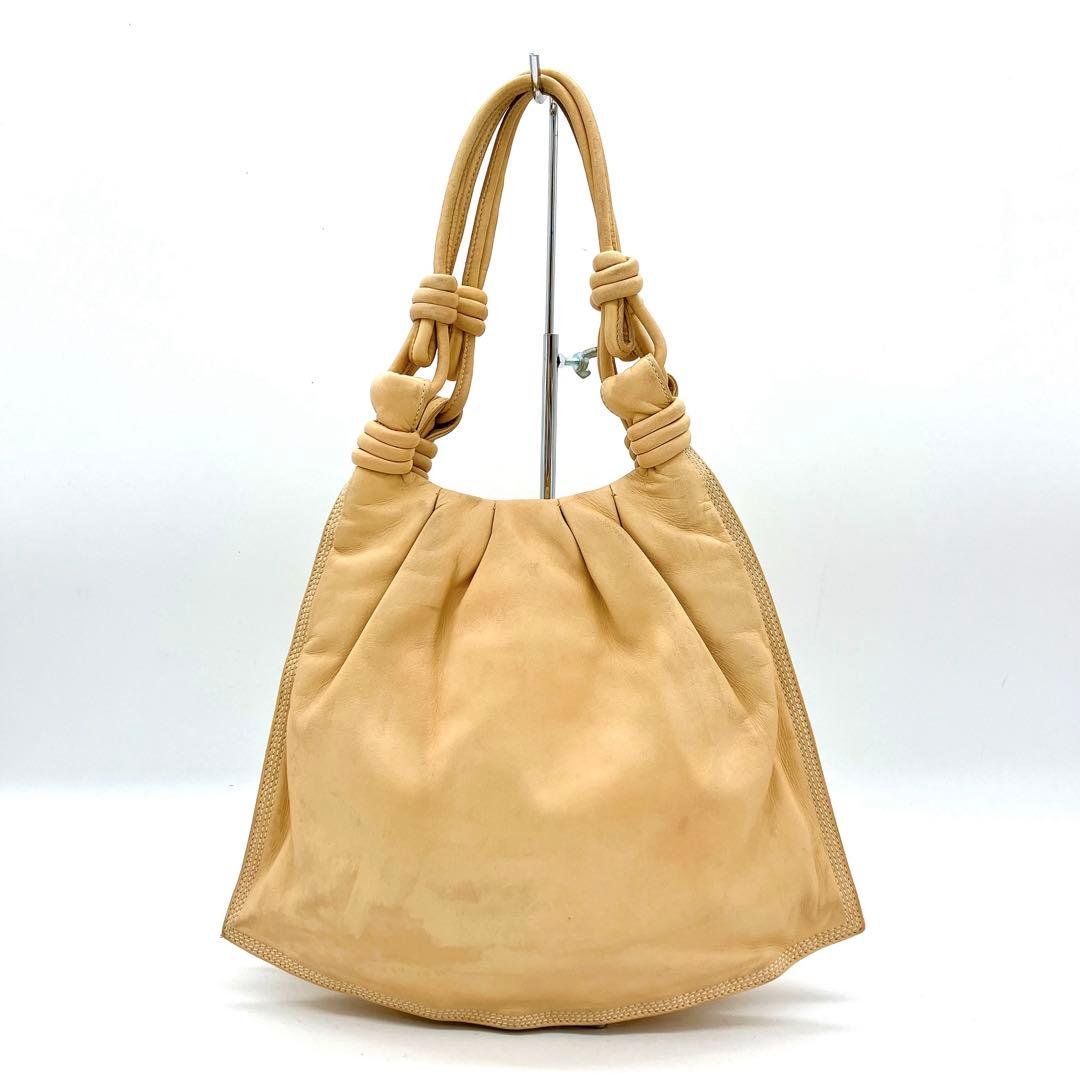 【LOEWE】ハンドバッグ　アナグラム　ノットハンドル　レザー　ベージュ