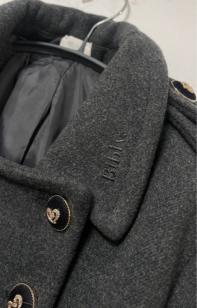 bibiy.olivia coat ビビィ　オリビアコート　ハートボタン　グレー
