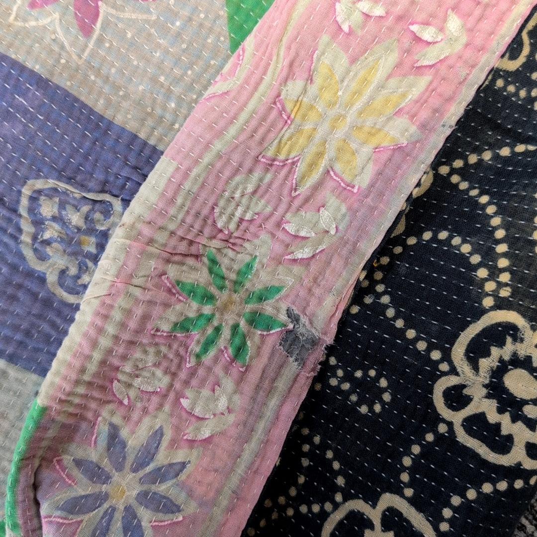 椿カメリア柄　ソファカバー 刺子 ヴィンテージカンタキルト　ラリーキルト　828