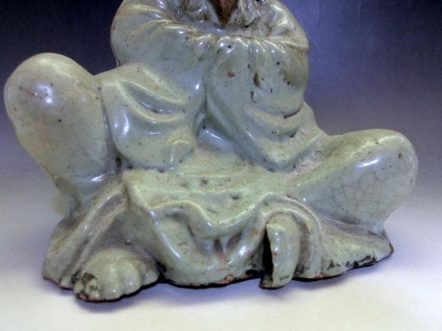 置物■寿老人 青磁 時代物 オブジェ 古玩 唐物 中国 古美術 時代物 骨董品■