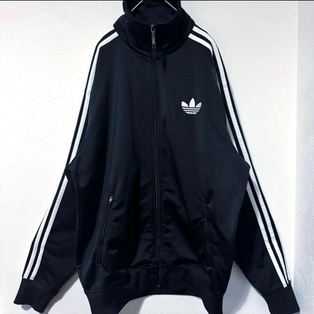 【美品】adidas トラックジャケット ファイヤーバード ブラック 2XL 黒