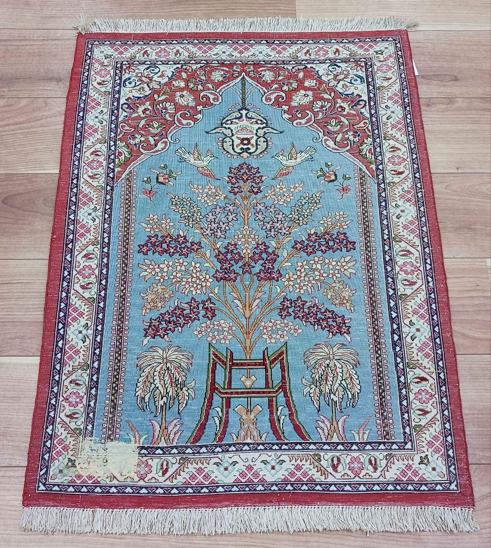 Y3200 高級ペルシャ絨毯 クム産 シルク100% 手織り100万ノット