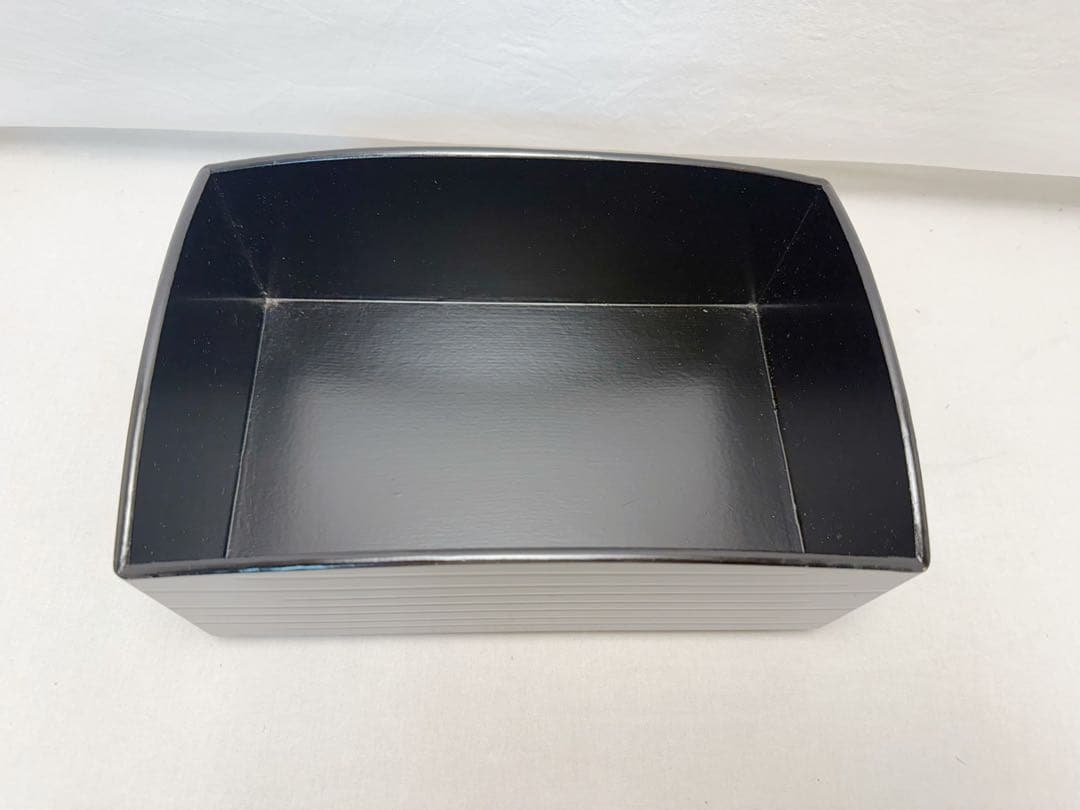 未使用 茶道具 一閑塗 櫛形 莨盆 如心斎好写し 粒足 元箱