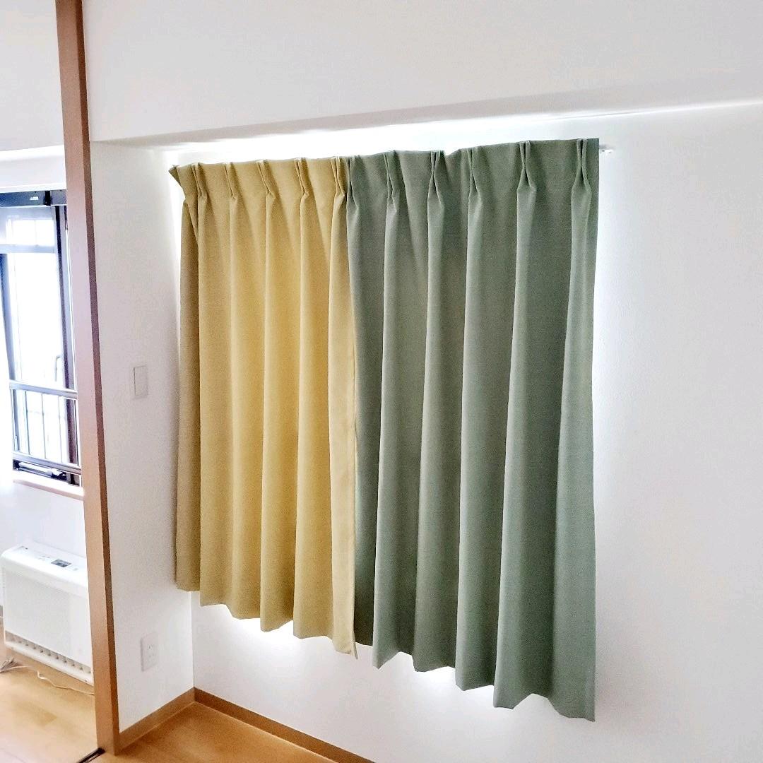 ★【美品】絶妙カラーの裏地付きカーテン ACTUS/グリーン①★