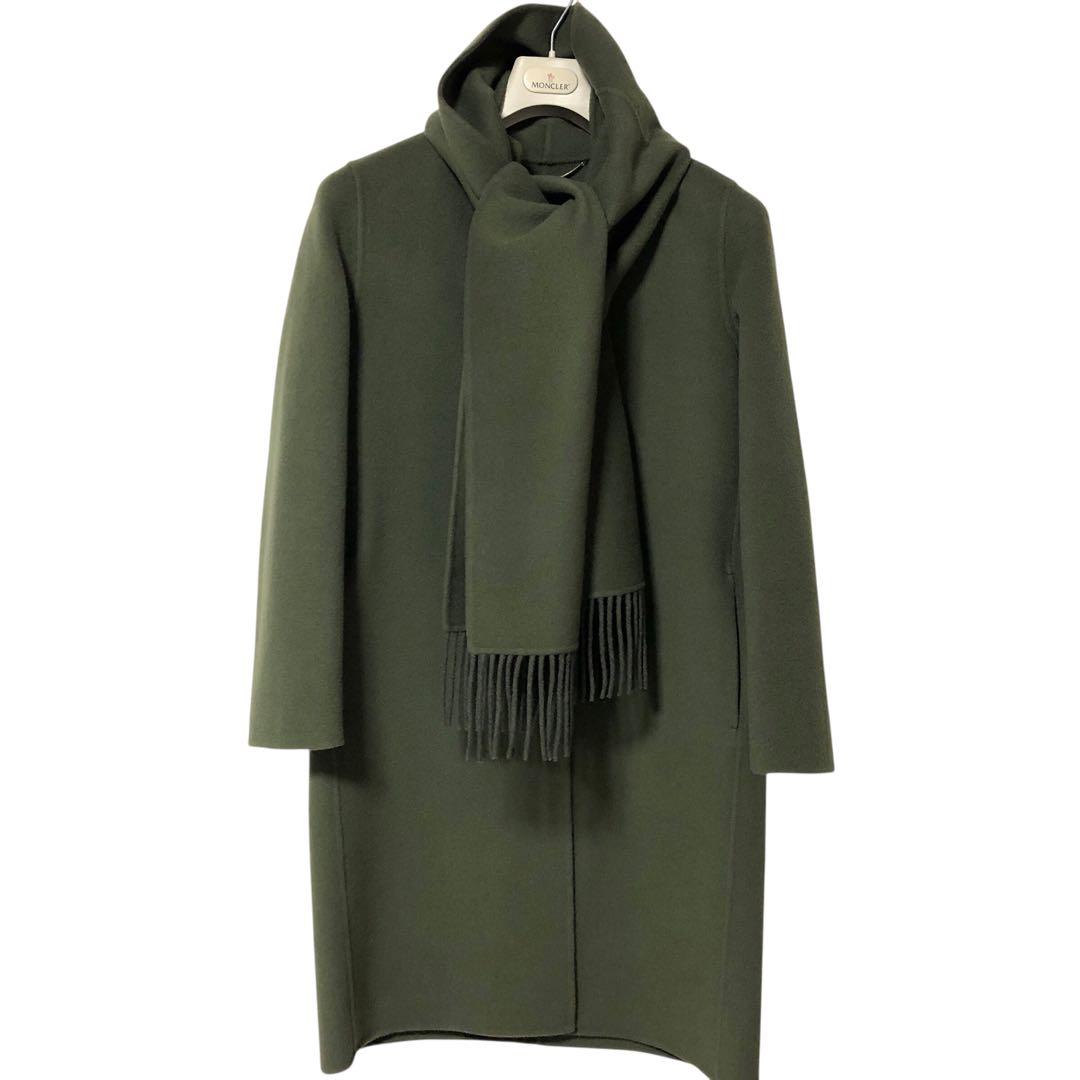 MaxMara MARELLA マフラー付 ノーカラーコート M ウール 高級