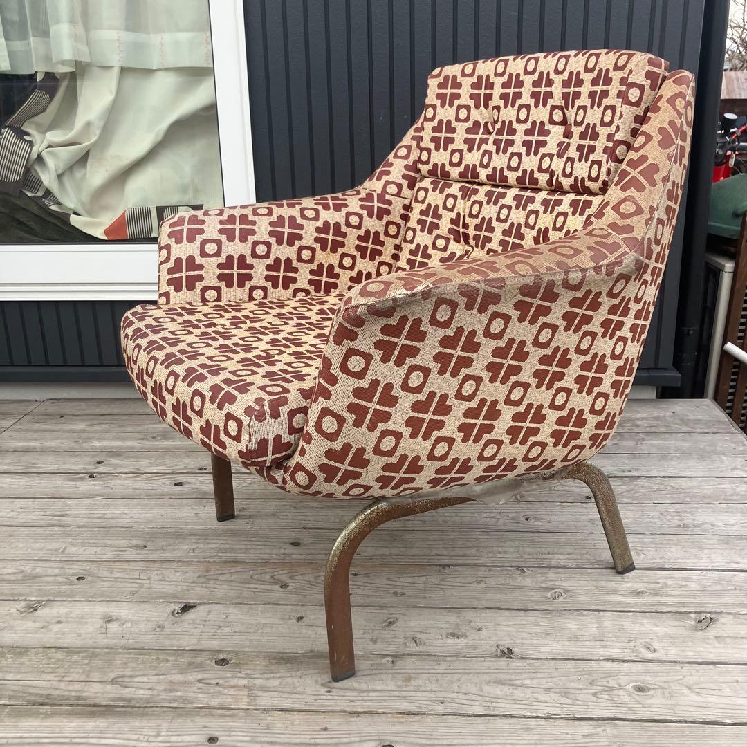 昭和レトロ ミッドセンチュリー 幾何学模様ソファー 1人掛けソファー 古家具