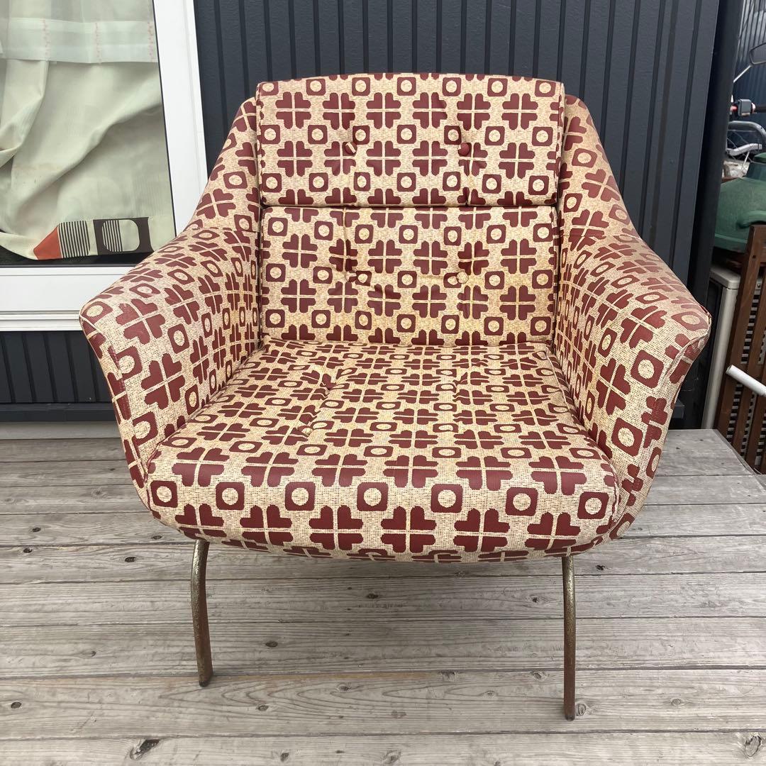 昭和レトロ ミッドセンチュリー 幾何学模様ソファー 1人掛けソファー 古家具