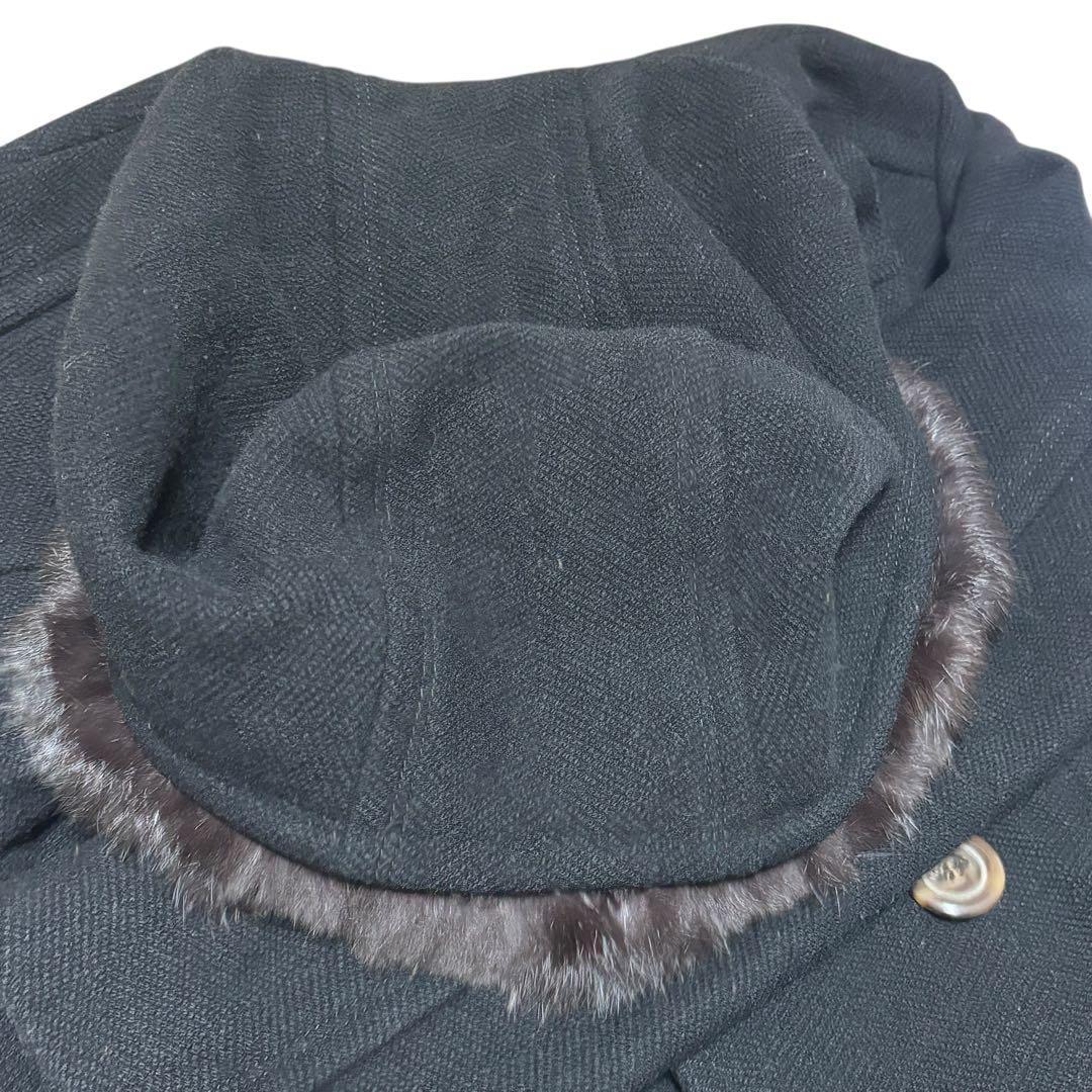 BURBERRY BLUE LABEL　ラビットファー ウールコート フード