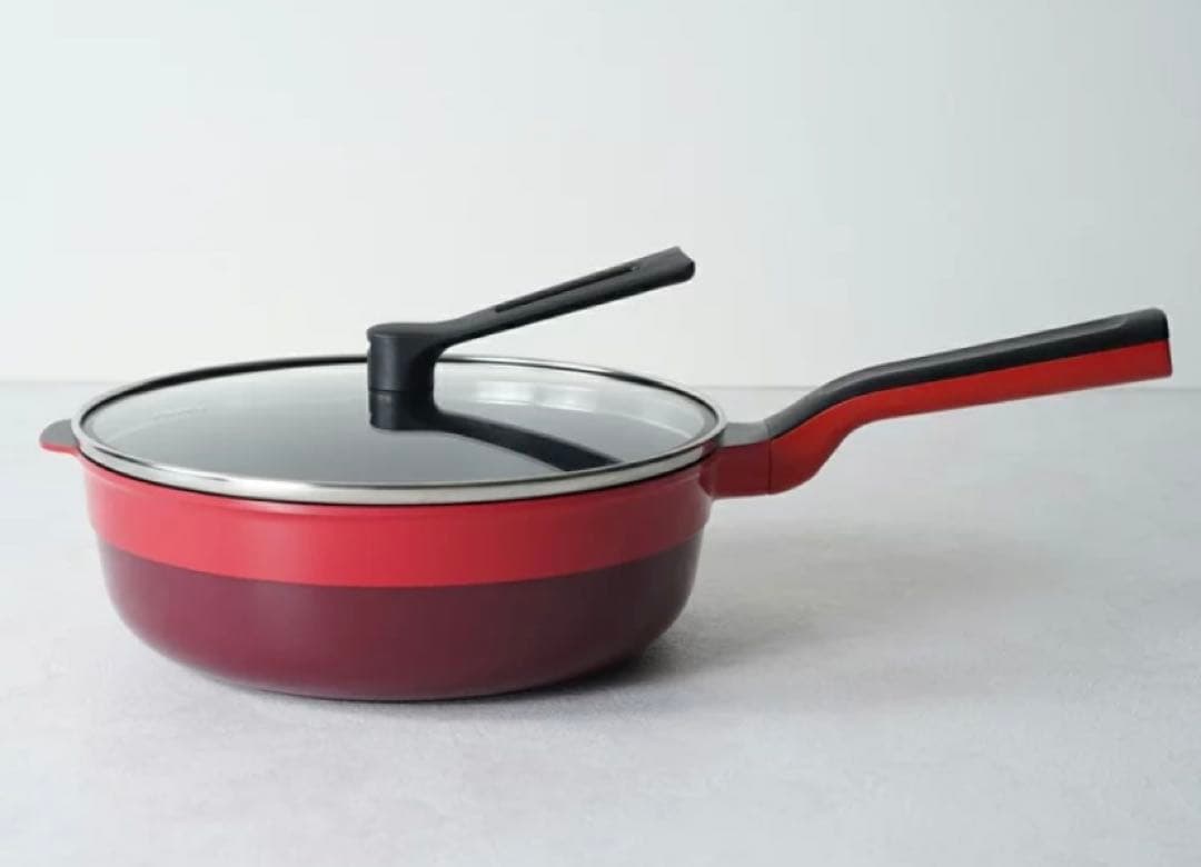 remy pan + レッド　フライパン24ｃｍ 蓋付き　新品未使用