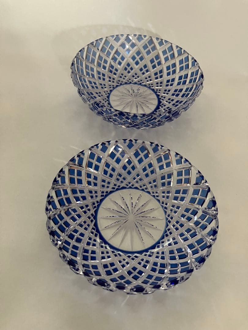 優雅　希少❤️KAGAMI 江戸切子矢来重紋　大鉢　小鉢　銘々3点セット