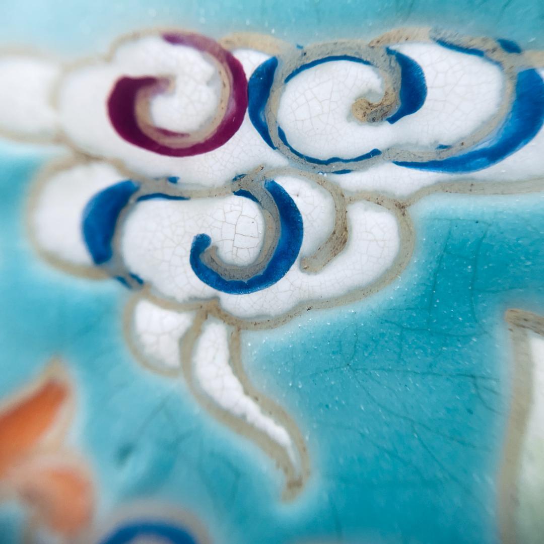 【清】陶磁器 神獣紋 大清乾隆年製 粉彩双耳花瓶 中国美術 41cm 古杉箱入