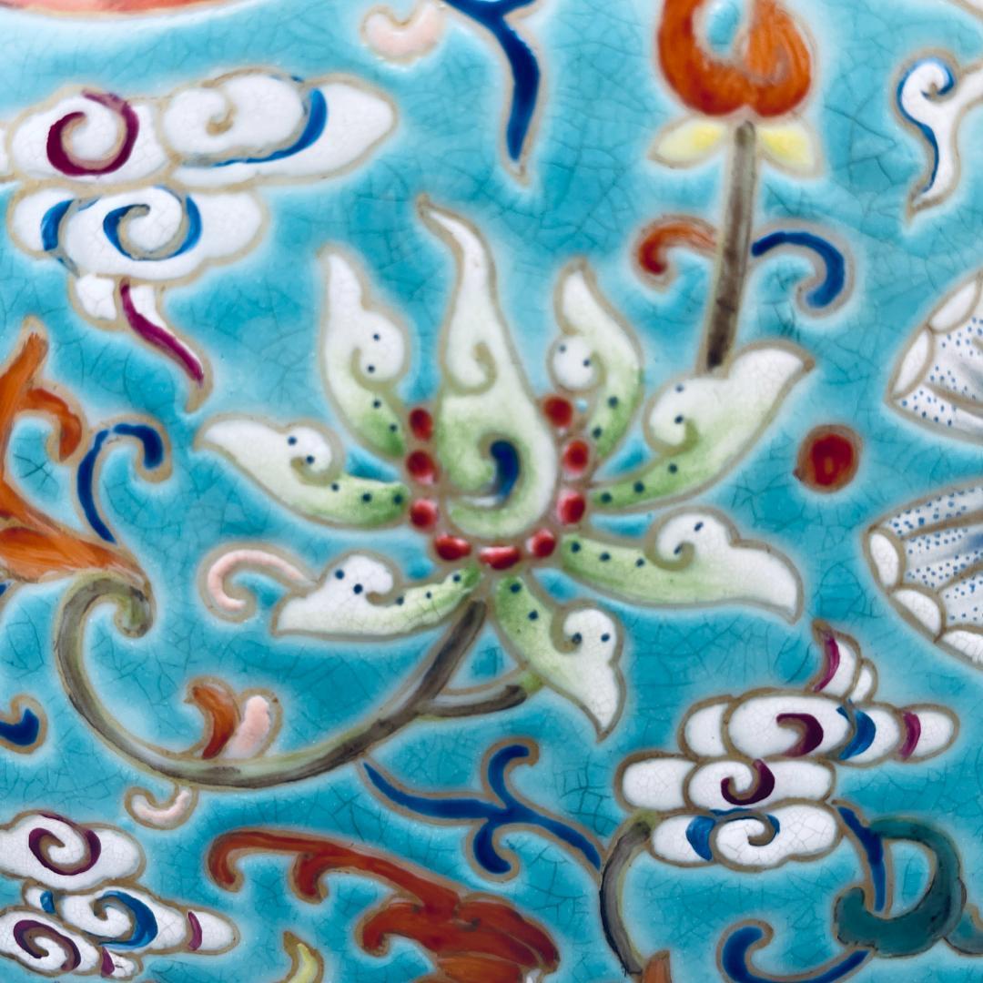 【清】陶磁器 神獣紋 大清乾隆年製 粉彩双耳花瓶 中国美術 41cm 古杉箱入