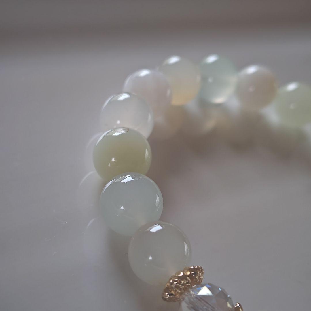 新作♡カフェオレ♡レア蓮花宝瓶天珠、グリーンオパール、グアテマラ産翡翠