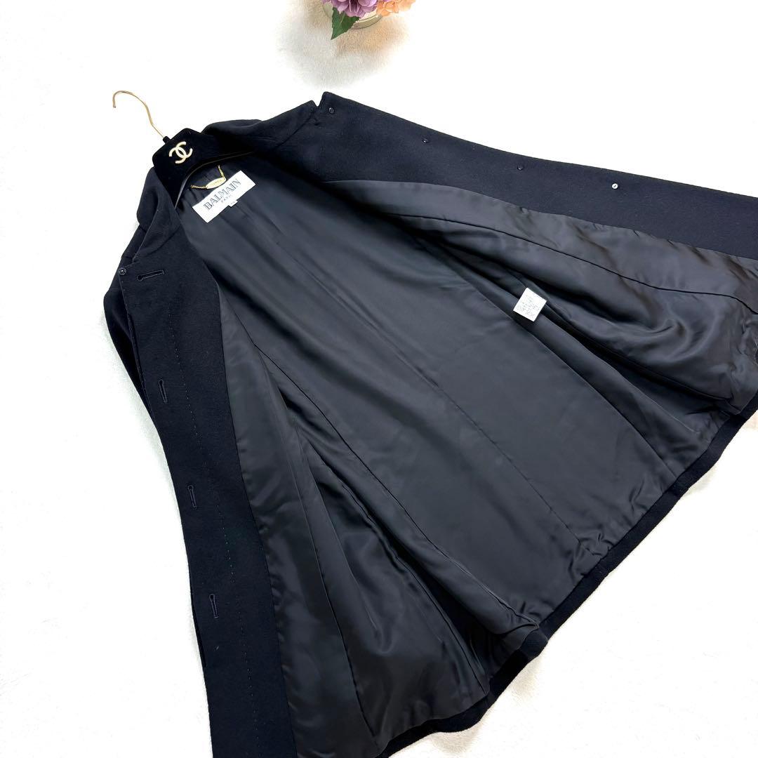 BALMAIN バルマン　カシミヤ100% ピーコート　黒　大きいサイズ