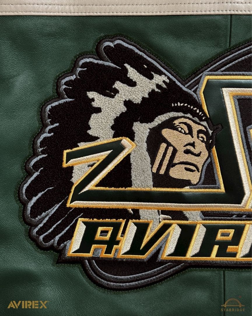 AVIREX STABRIDGE VARSITY JACKET XL グリーン