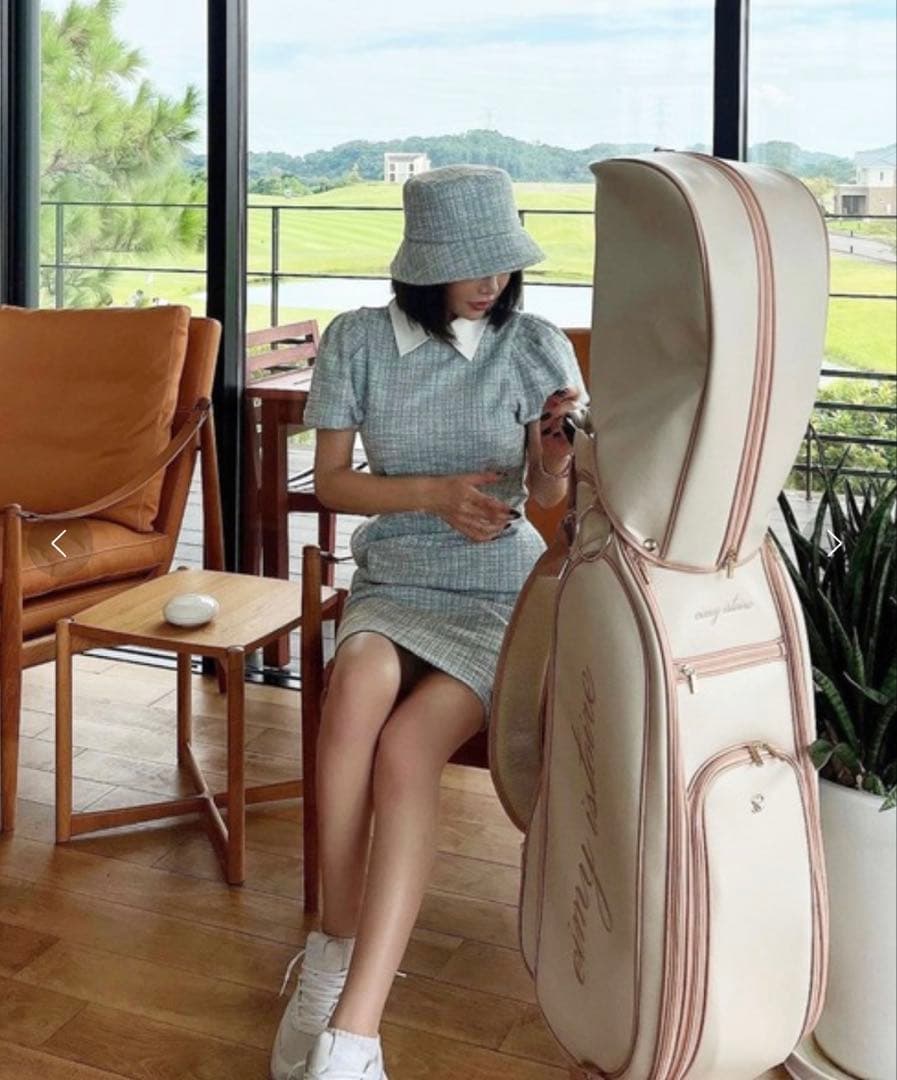 エイミーゴルフ　eimy golf カットツイードワンピース　サイズS　グリーン