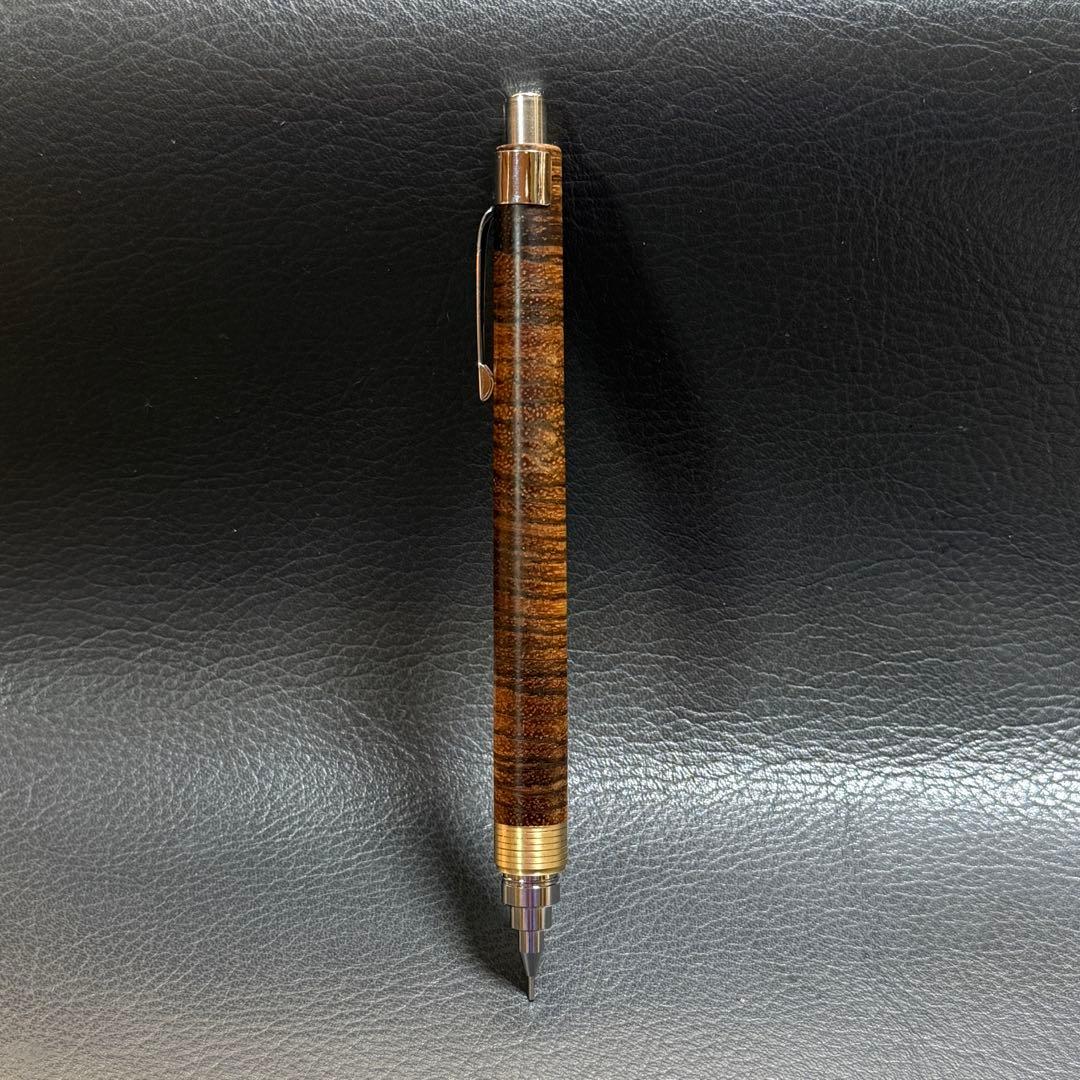 211ゼブラウッド横目スタビ　木製シャーペン　超低重心(溝付き) 真鍮