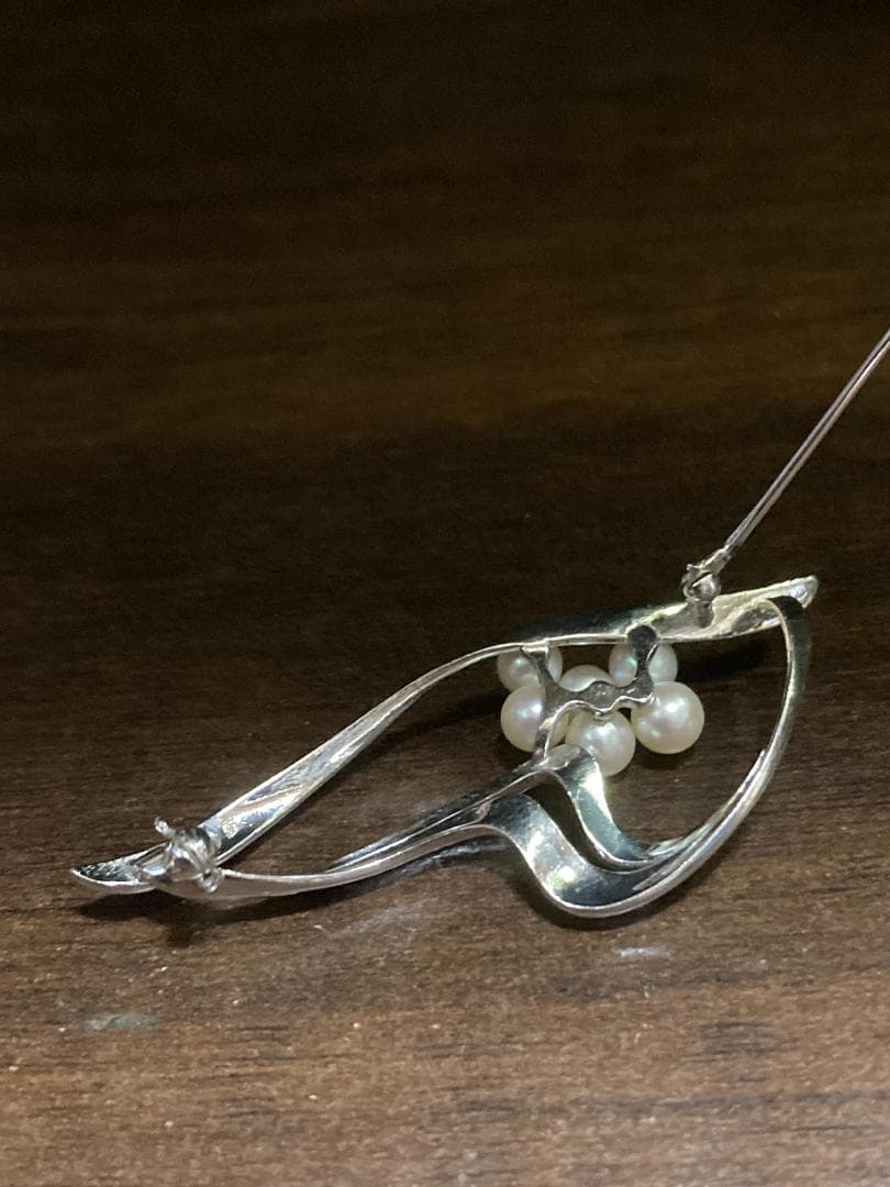 MIKIMOTO ミキモト パール 真珠 6粒 ブローチ シルバー 925
