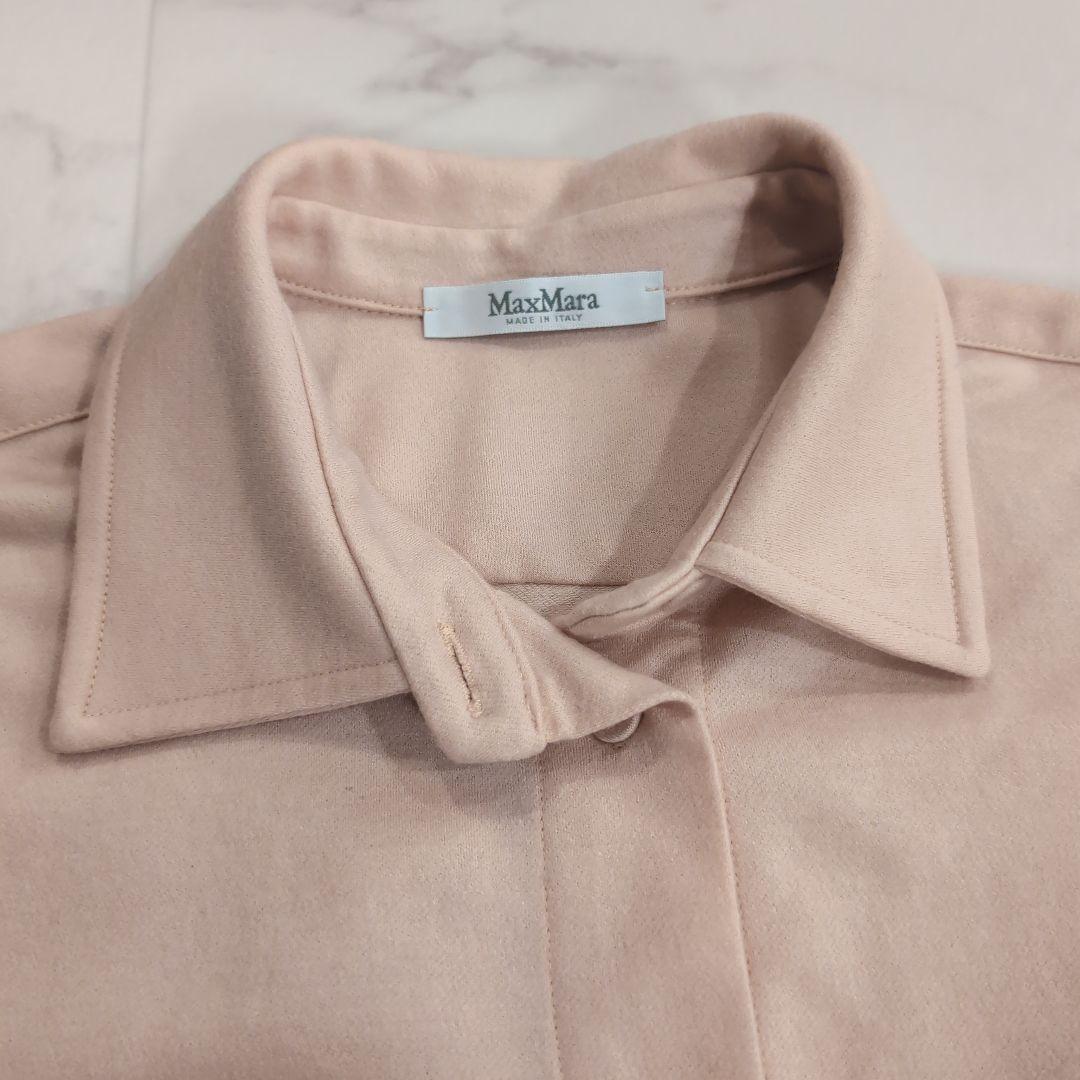 極美品Max Mara マックスマーラ ウールシャツ パステルピンク 白タグ L