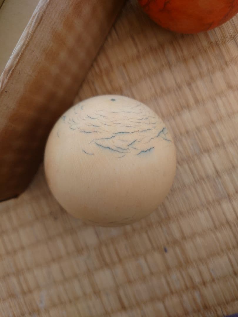 象牙風　ビリヤード　キューボール　骨董品　赤白