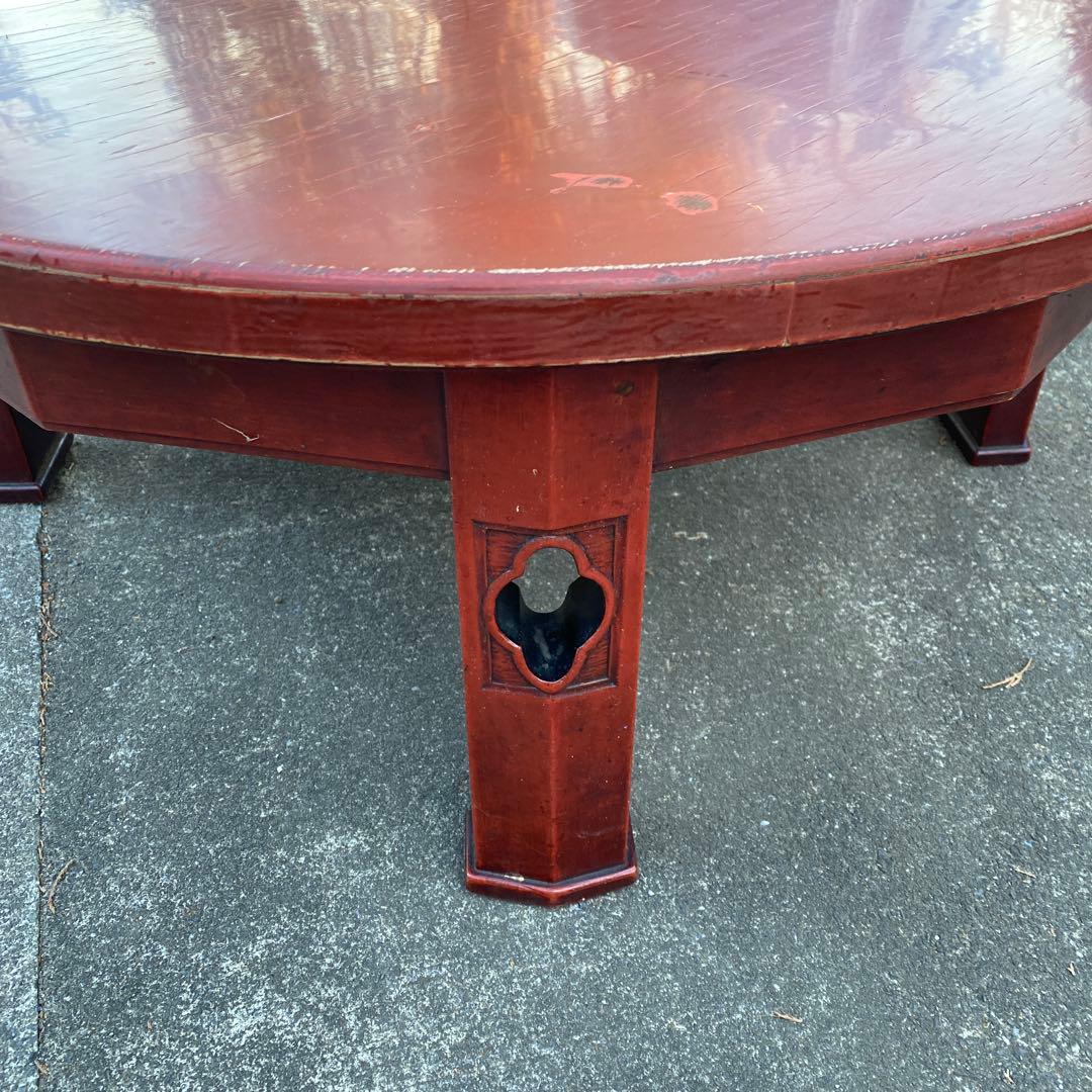 丸座卓　円卓　ちゃぶ台　75cm　朱色　中国美術