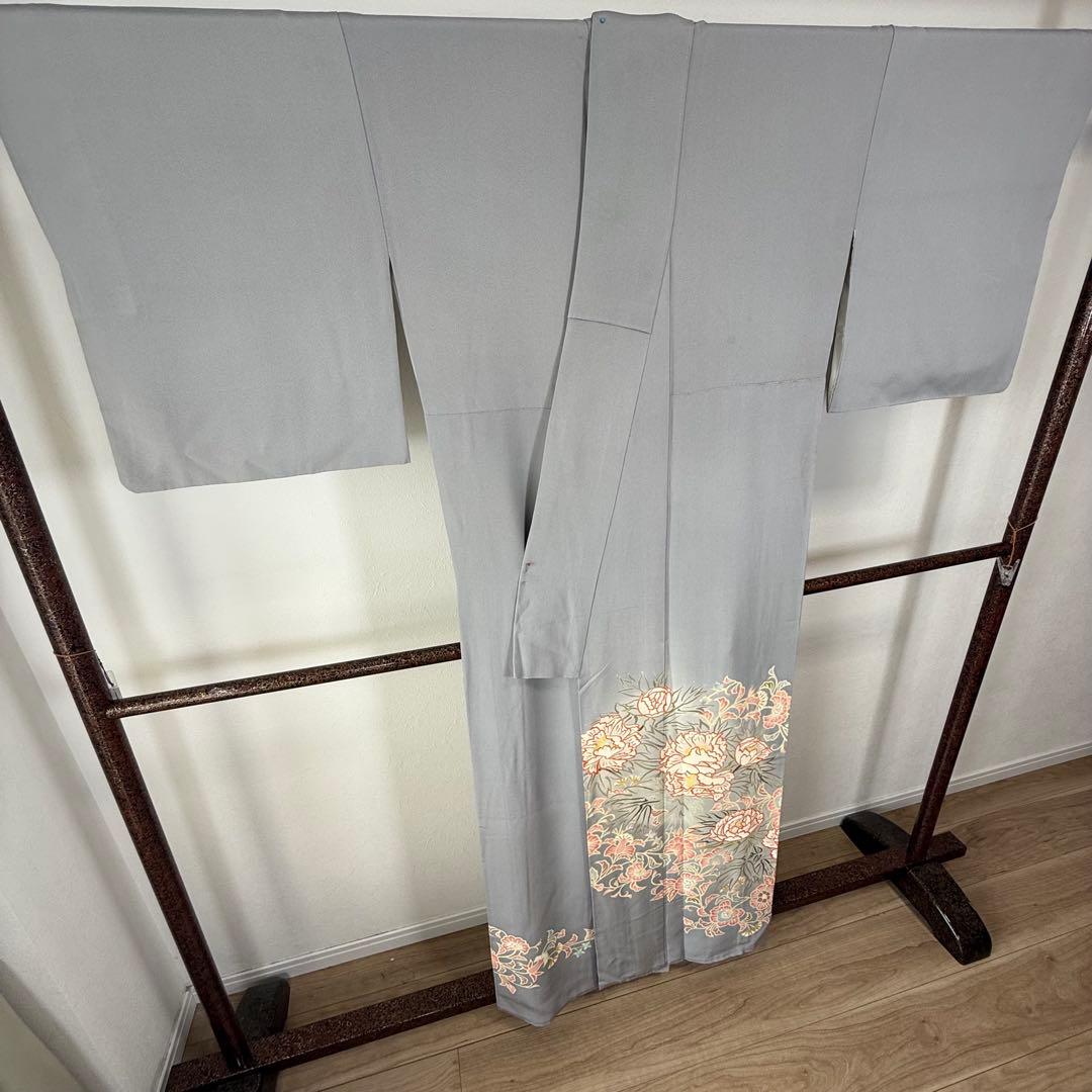 超美品　色留袖　本加賀友禅　松井眞夫　作家物　落款　正絹　袷　160 グレー