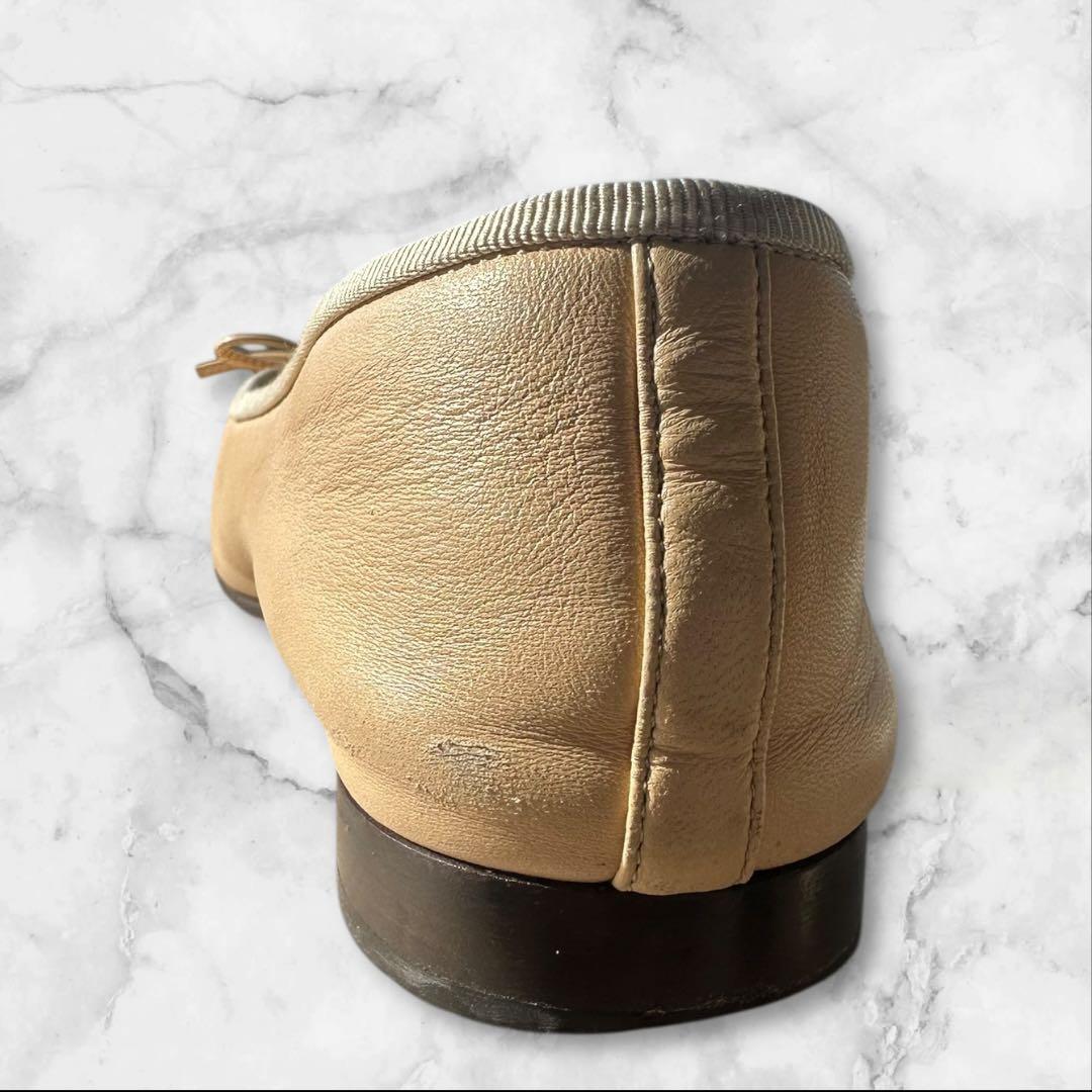 CHANEL バレエシューズ　ラムスキン　ベージュ/黒 22.5cm