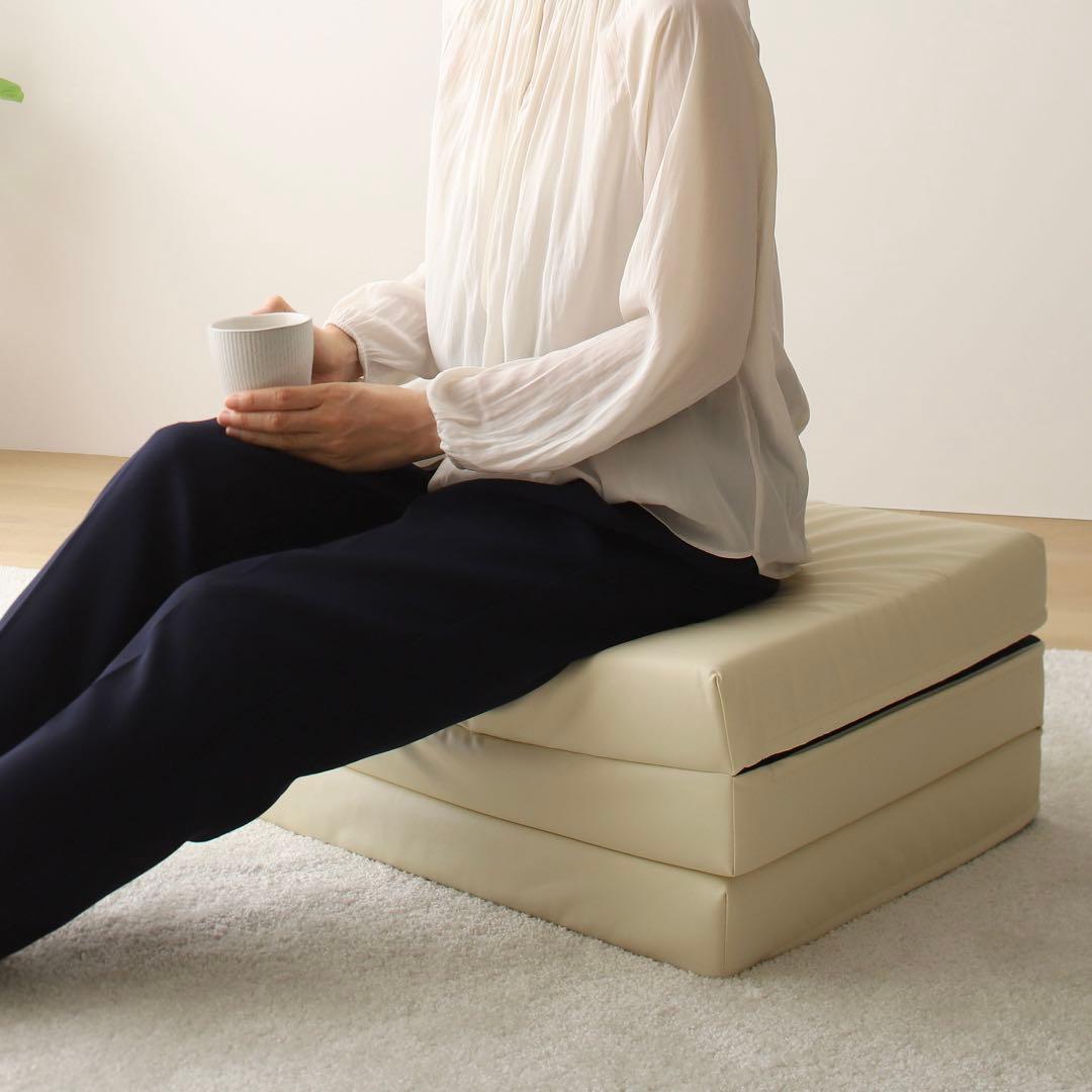 H新品 フロアマット 180cm ブラック 黒 クッションマット レザー 座布団