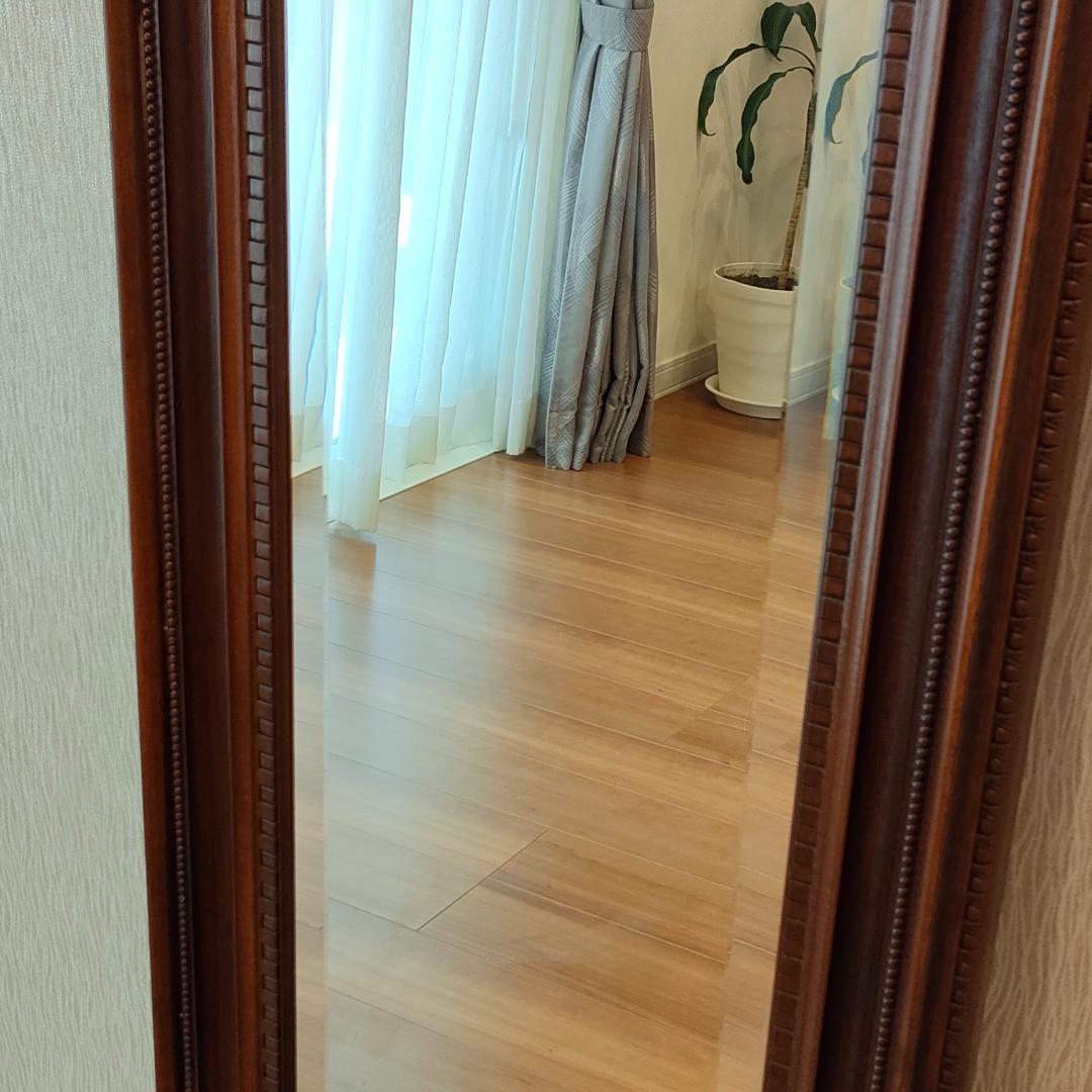 イタリア製　ミラー　姿見　アンティーク　木製フレーム