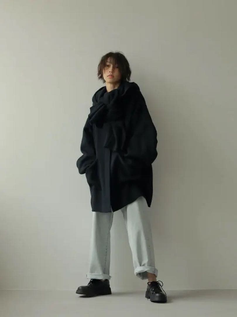 【美品】ETRE TOKYO フーディストールリバーショートコート ブラック S