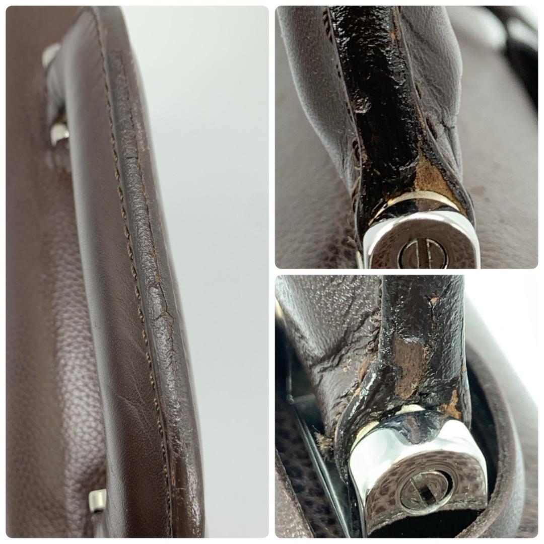 ダンヒル 鍵付き ハンド トート ビジネスバッグ ブリーフケース 本革 茶