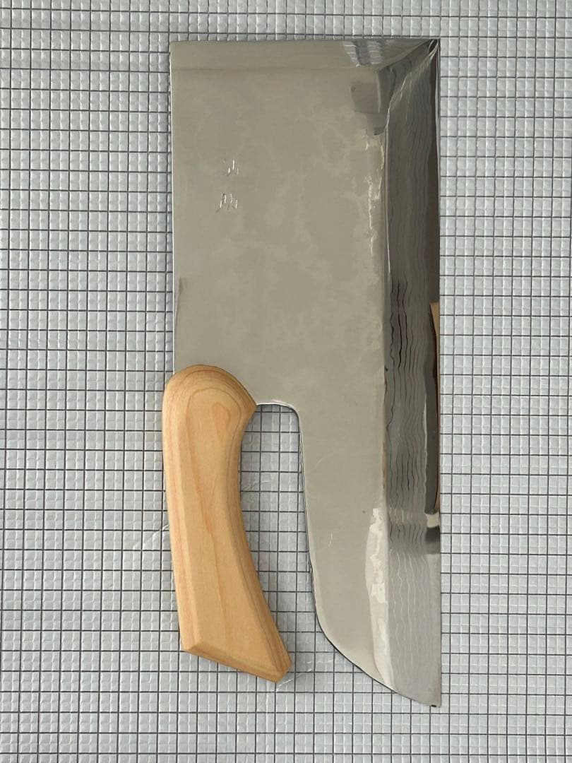 仙助 包丁 蕎麦包丁 ダマスカス 鏡面仕上げ 安来鋼青紙二号 330mm 檜曲柄